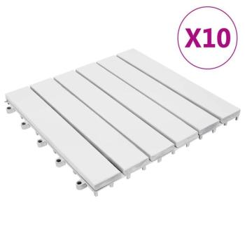 vidaXL 10 darab fehér tömör akácfa padlólap 30 x 30 cm kép