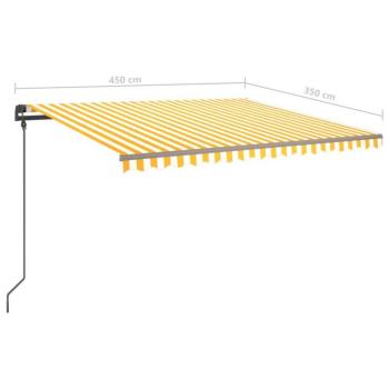 vidaXL sárga-fehér automata szélérzékelős és LED-es napellenző 5x3,5 m kép