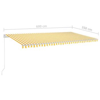 vidaXL sárga-fehér automata szélérzékelős és LED-es napellenző 6x3,5 m kép
