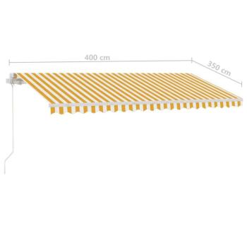 vidaXL sárga-fehér kézzel kihúzható póznás napellenző 400 x 350 cm kép