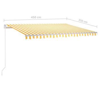 vidaXL sárga-fehér szélérzékelős és LED-es napellenző 4,5 x 3,5 m kép