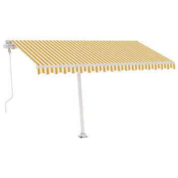 vidaXL sárga-fehér szélérzékelős és LED-es napellenző 450 x 300 cm kép