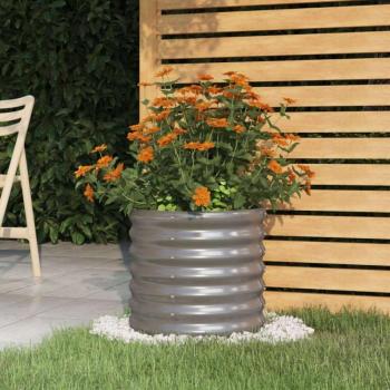 vidaXL szürke porszórt acél kerti ültetőláda 40 x 40 x 36 cm kép