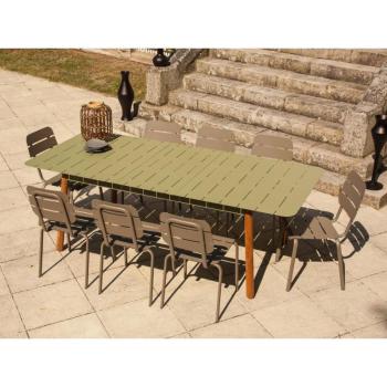 Zöld-barna fém nyolcszemélyes kerti étkezőgarnitúra Alicante - Ezeis kép